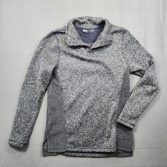 BKE Mens Sweater Large Grey Heathered 1/4 Snap Stretch Long Sleeve Preppy Casual - Picture 1 of 13